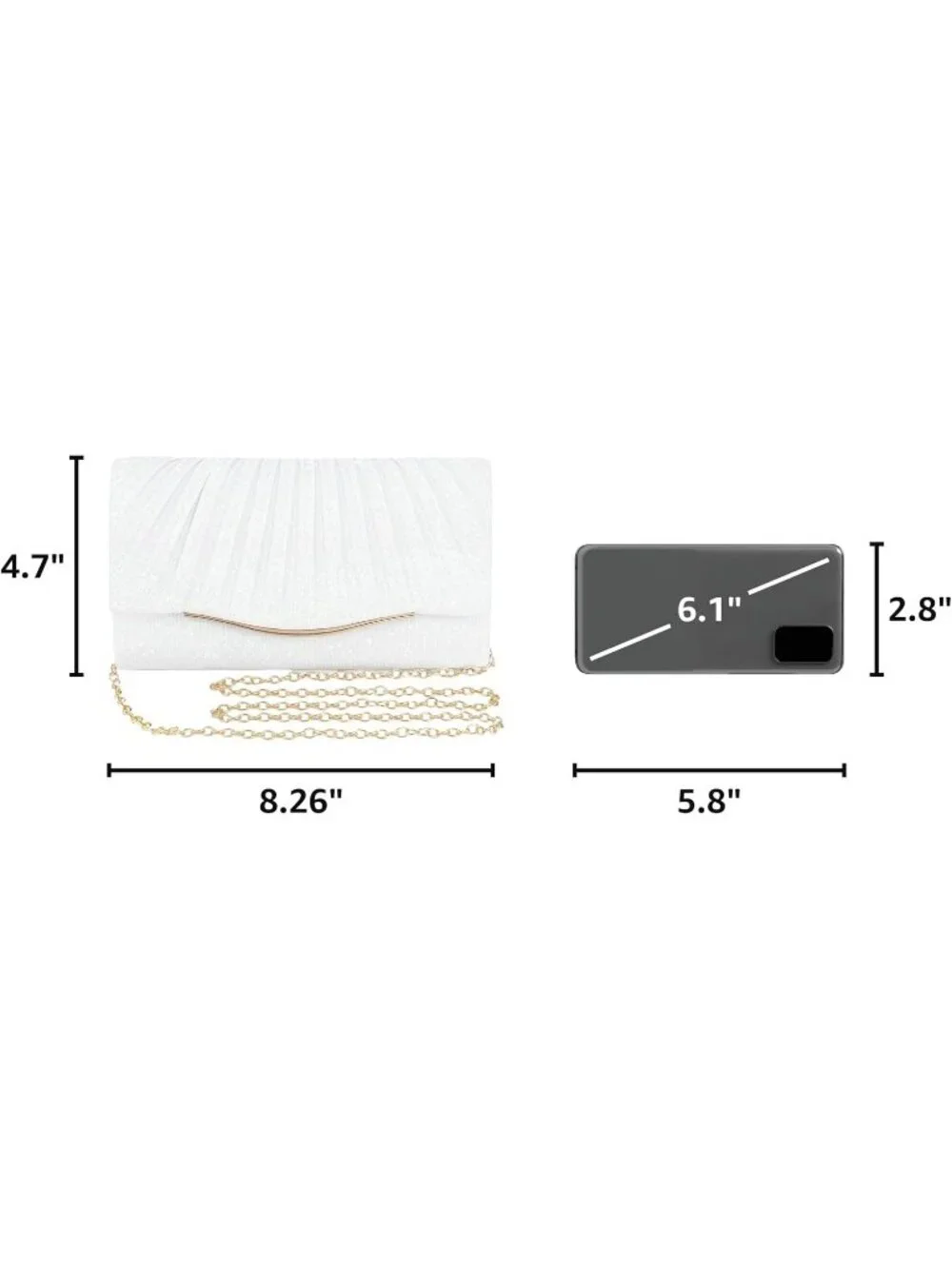 Women's White Elegant Evening Clutch Purse For Wedding Prom Party Crossbody Bag
